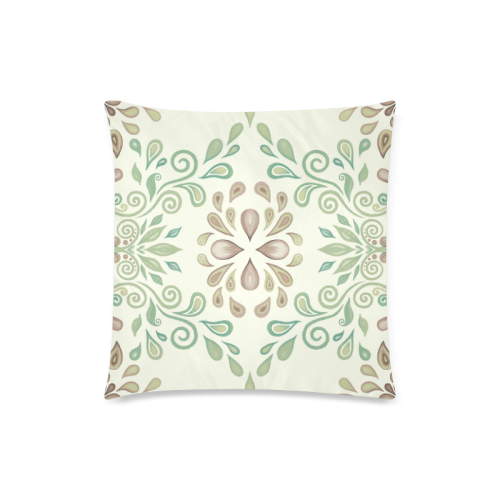 Green watercolor ornament Custom Zippered Pillow Case 18"x18"(Twin Sides)
