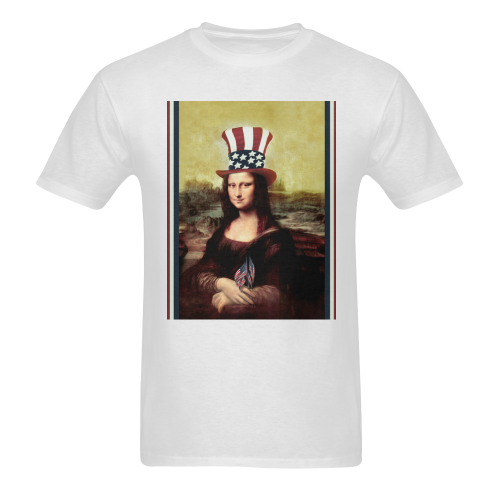 Patriotic Mona Lisa - 4th of July Sunny Men's T- shirt (Model T06)