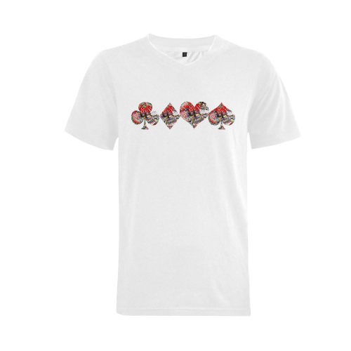 Las Vegas Playing Card Shapes Men's V-Neck T-shirt (USA Size) (Model T10)