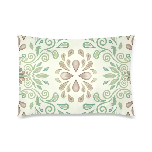 Green watercolor ornament Custom Zippered Pillow Case 20"x30" (one side)