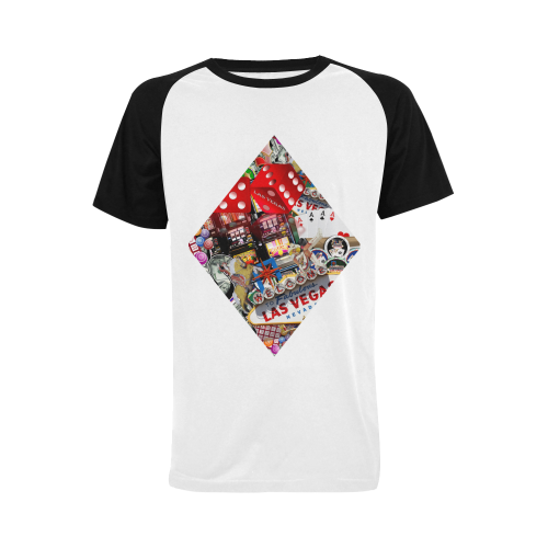 Diamond Playing Card Shape - Las Vegas Icons Men's Raglan T-shirt Big Size (USA Size) (Model T11)