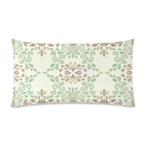 Green ornament Rectangle Pillow Case 20"x36"(Twin Sides)