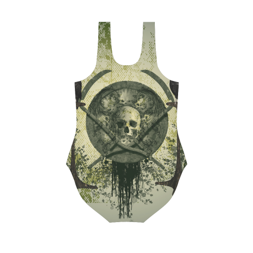 Awesome skulls Vest One Piece Swimsuit (Model S04)