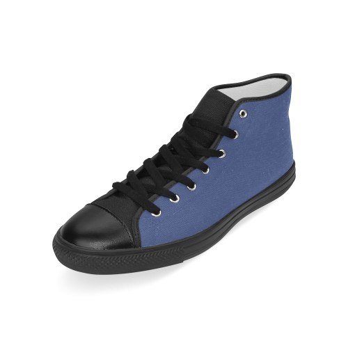 Deep Ultramarine Men’s Classic High Top Canvas Shoes (Model 017)