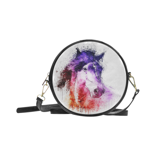 watercolor horse Round Sling Bag (Model 1647)