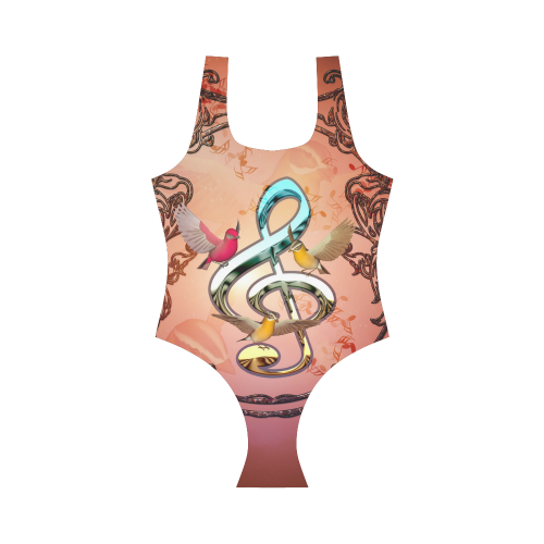 Clef with birds Vest One Piece Swimsuit (Model S04)