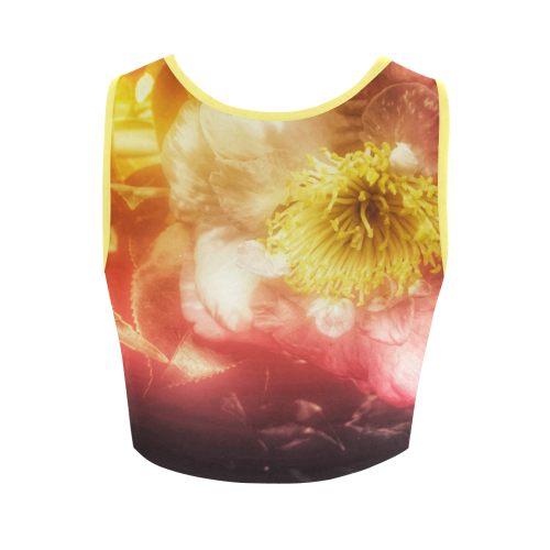 Pink Winter Flower Women's Crop Top (Model T42)