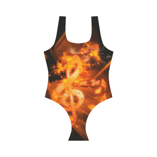 Explosion, clef and key notes Vest One Piece Swimsuit (Model S04)
