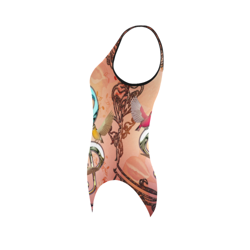 Clef with birds Vest One Piece Swimsuit (Model S04)