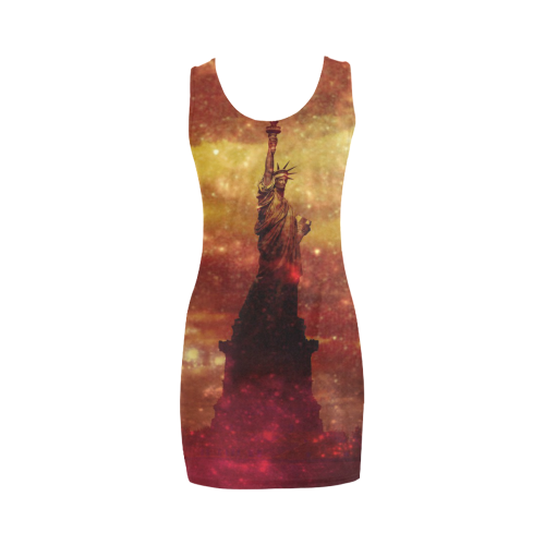 Lady Liberty Yellow Red Space Medea Vest Dress (Model D06)