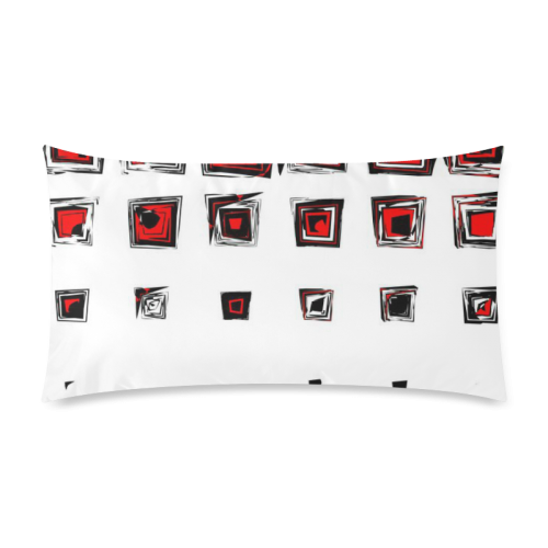 BLACK RED AND WHITE ABSTRACT SQUARES 1 Custom Rectangle Pillow Case 20"x36" (one side)