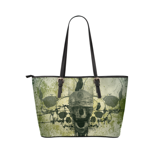 Skull Leather Tote Bag/Small (Model 1651)