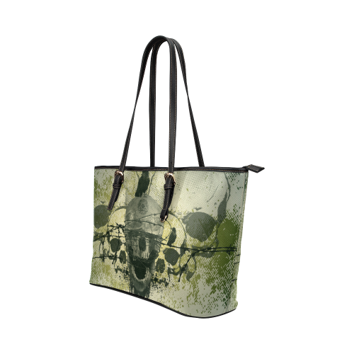 Skull Leather Tote Bag/Small (Model 1651)