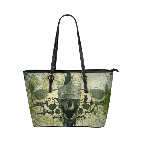 Skull Leather Tote Bag/Small (Model 1651)