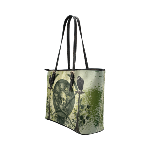 Awesome skulls Leather Tote Bag/Large (Model 1651)