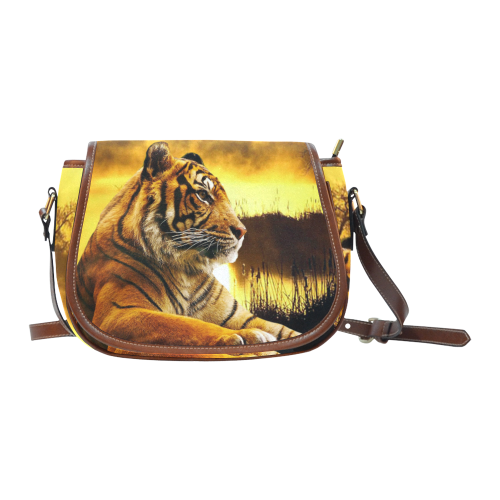 Tiger and Sunset Saddle Bag/Large (Model 1649)