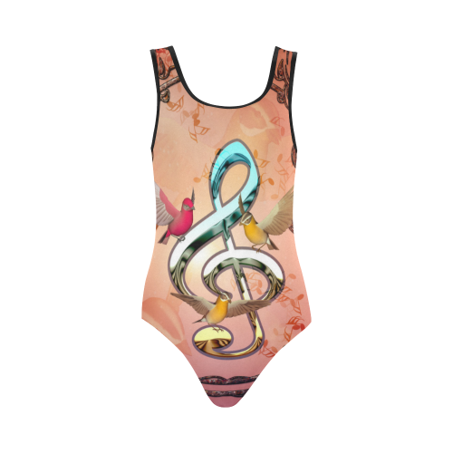 Clef with birds Vest One Piece Swimsuit (Model S04)