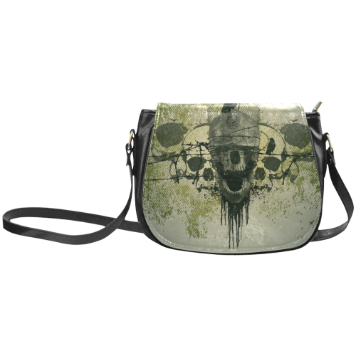 Skull with crow Classic Saddle Bag/Small (Model 1648)