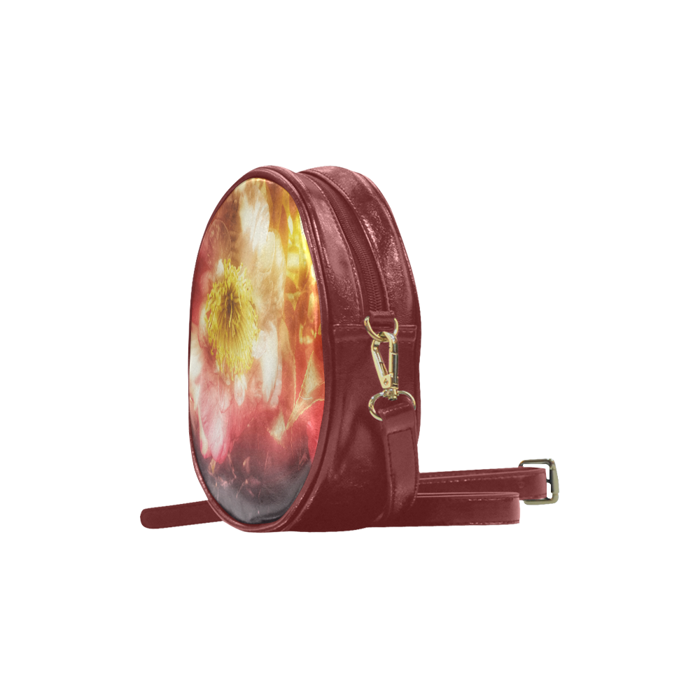 Pink Winter Flower Round Sling Bag (Model 1647) ID D271003