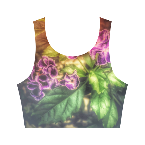 Purple Flowers Women's Crop Top (Model T42)