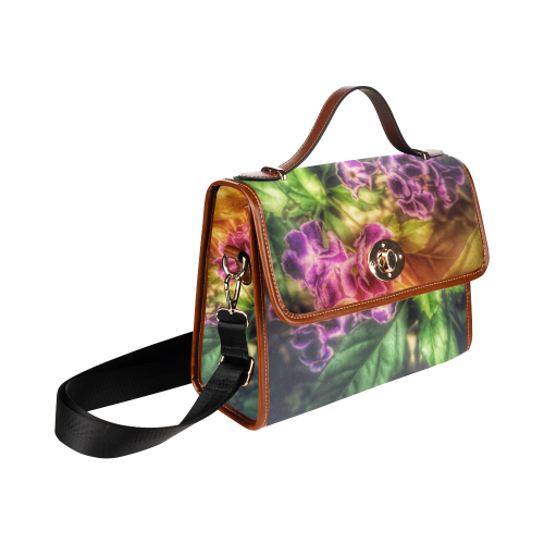 Purple Flowers Waterproof Canvas Bag/All Over Print (Model 1641) ID