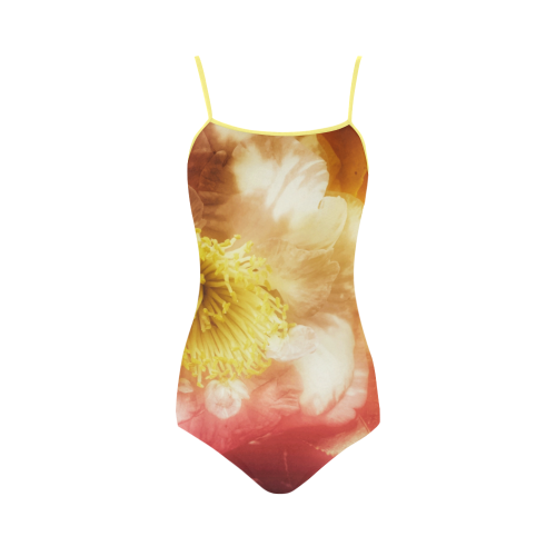 Pink Winter Flower Strap Swimsuit ( Model S05)