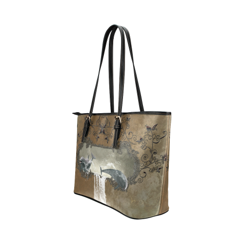 Dolphins Leather Tote Bag/Large (Model 1651)