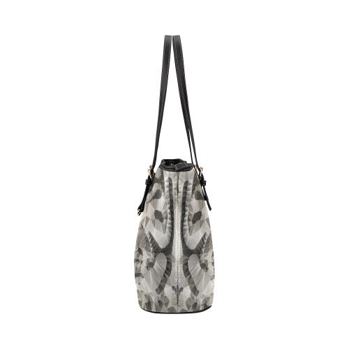 white tiger Leather Tote Bag/Small (Model 1651)