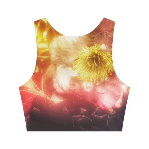 Pink Winter Flower Women's Crop Top (Model T42)