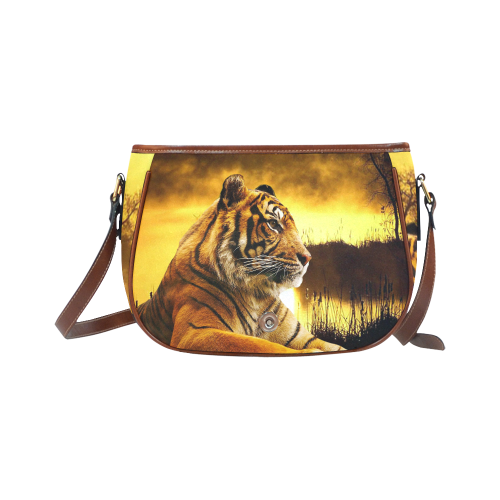 Tiger and Sunset Saddle Bag/Large (Model 1649)