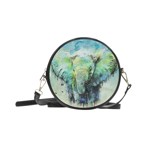 watercolor elephant Round Sling Bag (Model 1647)