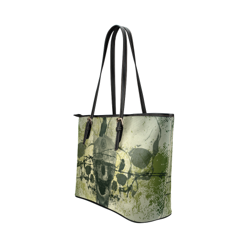Skull Leather Tote Bag/Small (Model 1651)