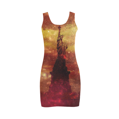 Lady Liberty Yellow Red Space Medea Vest Dress (Model D06)