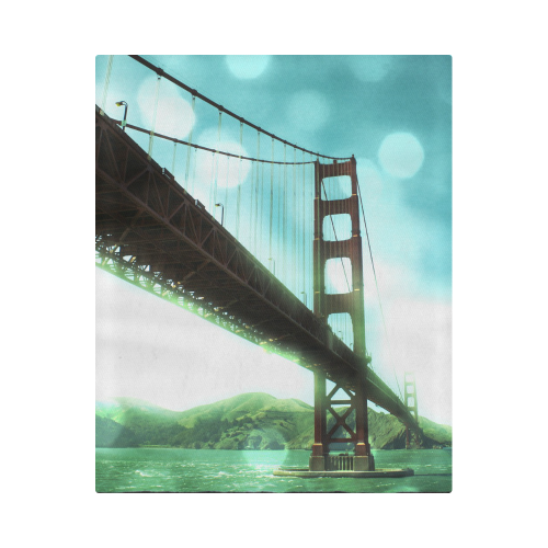 Green Bokeh Golden Gate Bridge Duvet Cover 86"x70" ( All-over-print)