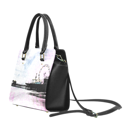 Pink Grunge Santa Monica Pier Classic Shoulder Handbag (Model 1653)