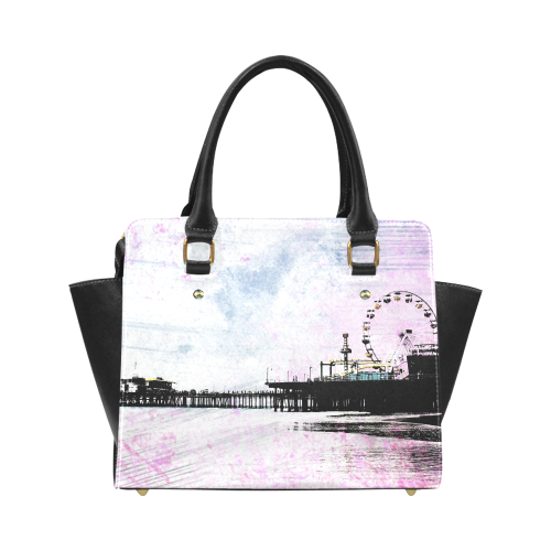 Pink Grunge Santa Monica Pier Classic Shoulder Handbag (Model 1653)