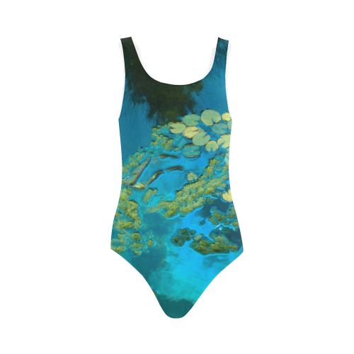 koi blue Vest One Piece Swimsuit (Model S04)