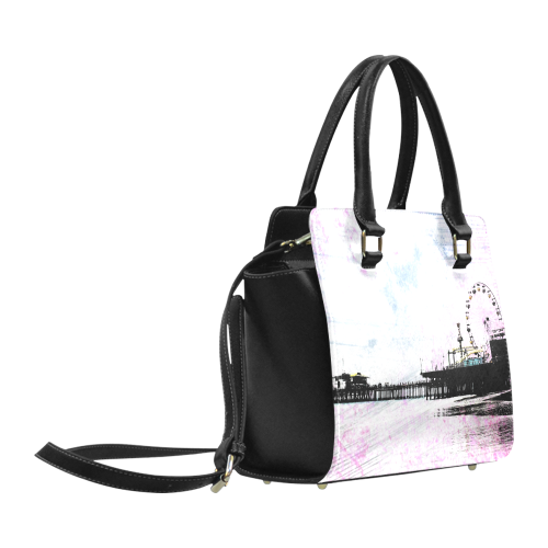 Pink Grunge Santa Monica Pier Classic Shoulder Handbag (Model 1653)