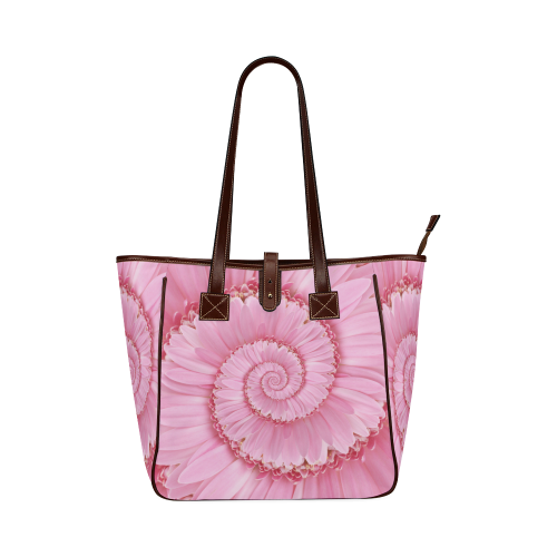 Pink Gerbera Flower Spiral Droste Classic Tote Bag (Model 1644)