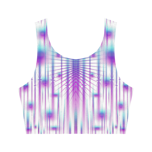 Star fall in rainbow landscape Women's Crop Top (Model T42)