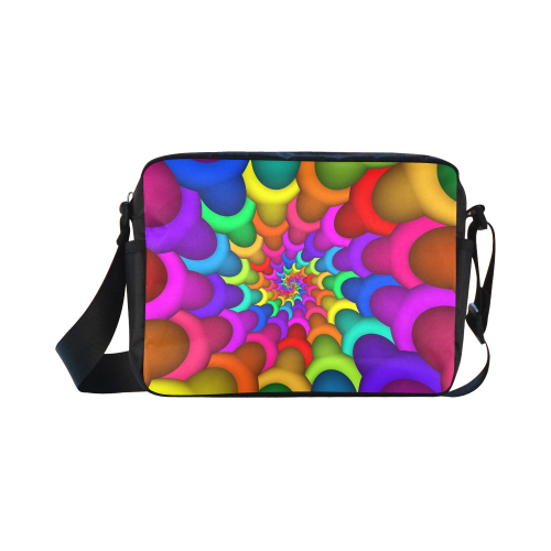 Psychedelic Rainbow Spiral Classic Cross-body Nylon Bags (Model 1632)