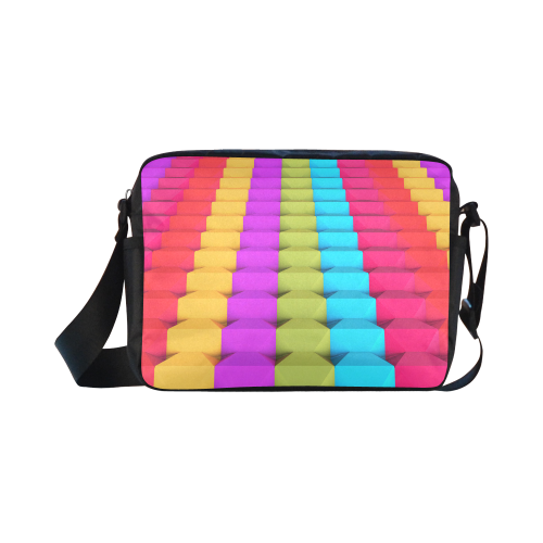 Colorful Geometric 3d Blocks Classic Cross-body Nylon Bags (Model 1632)