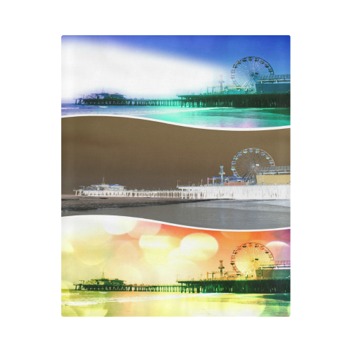 Santa Monica Pier Tricolor Duvet Cover 86"x70" ( All-over-print)