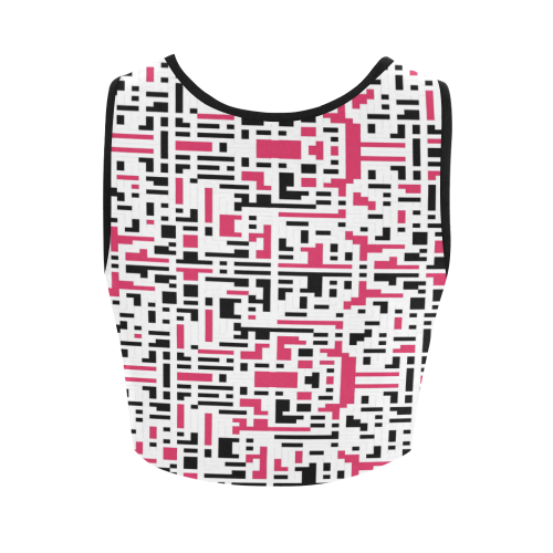 Red and Black Pixels Women's Crop Top (Model T42)