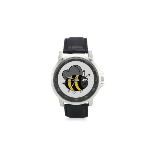 Crazy Bee Unisex Stainless Steel Leather Strap Watch(Model 202)