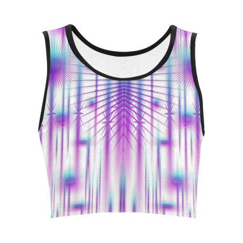 Star fall in rainbow landscape Women's Crop Top (Model T42)