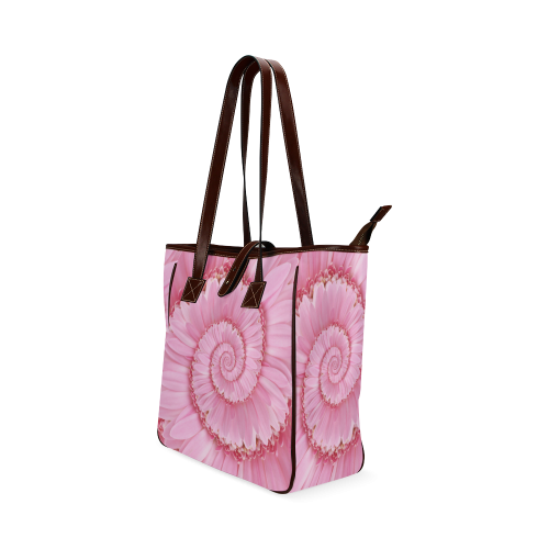 Pink Gerbera Flower Spiral Droste Classic Tote Bag (Model 1644)