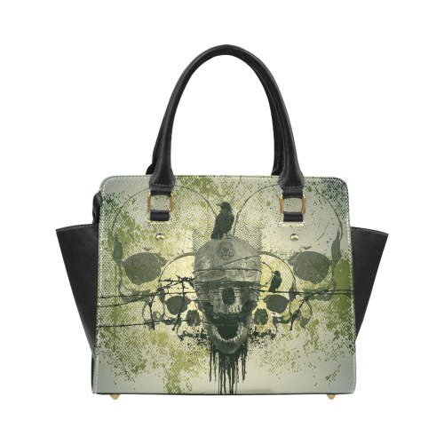 Skull with crow Classic Shoulder Handbag (Model 1653)