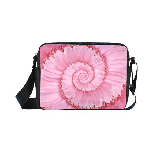 Pink Gerbera Flower Spiral Droste Classic Cross-body Nylon Bags (Model 1632)