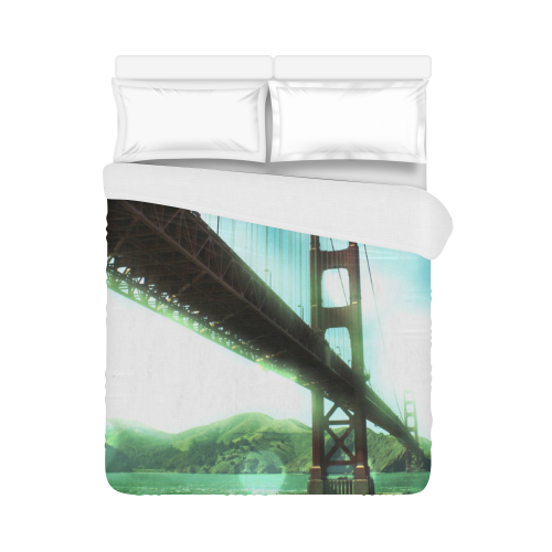 Green Bokeh Golden Gate Bridge Duvet Cover 86"x70" ( All-over-print)